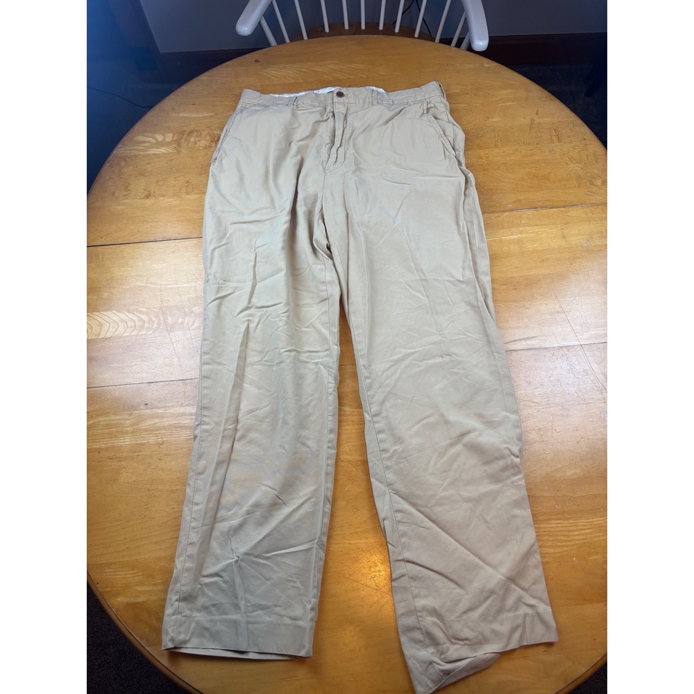 Polo Ralph Lauren Mens Tan Cotton Silk Blend Chino Trousers Khaki Pants 35x29.5